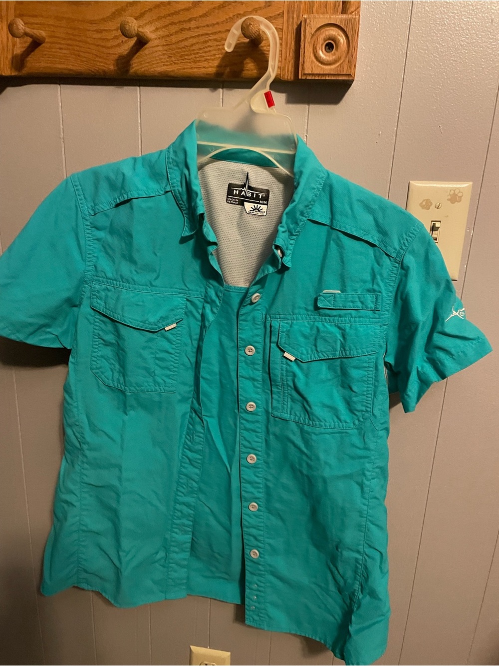 Habitat Men's Teal Short-Sleeve Button-Front Casual Shirt